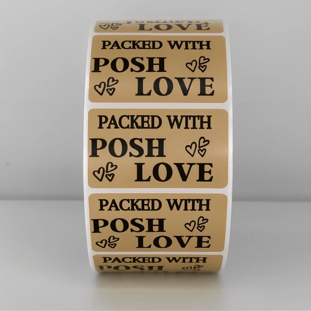 Packed With Posh Love Stickers | Purple Labels for Poshmark Packaging